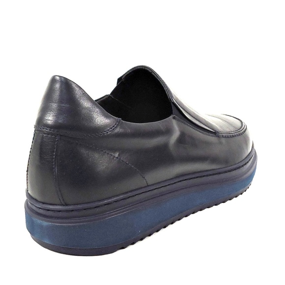 ALBERTO CICCIOLI ?? MEN\'S NAVY BLUE SOFT LEATHER COMFORT LOAFERS
